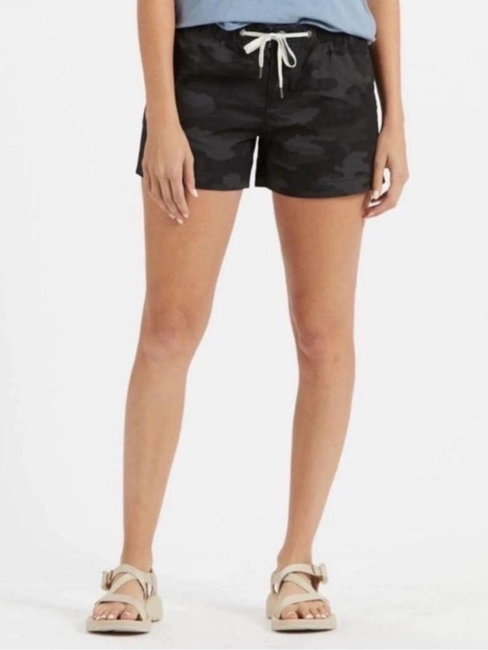 Vuori The Rise The Shine Organic Cotton Shorts XL Black Camo Drawstring